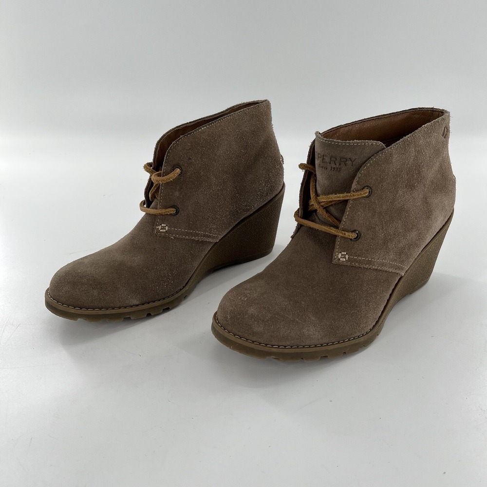 Sperry Top Sider Harlow Wedge Ankle Bootie Womens 8 M Suede Leather Stella Prow - Picture 7 of 16